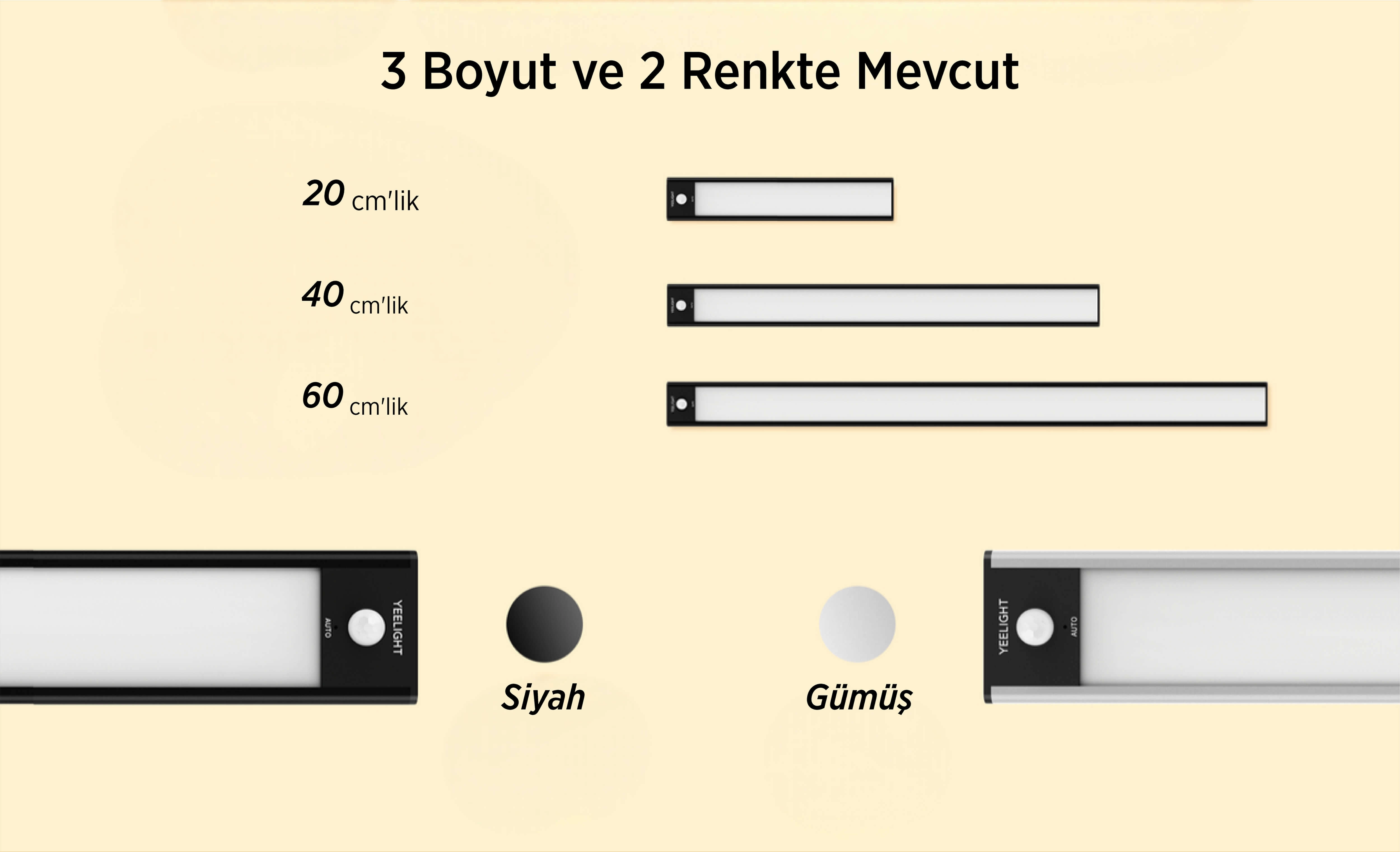 Yeelight Hareket Sensörlü Dolap Lambası (60cm) Silver Yeelight Hareket Sensörlü Dolap Lambası (60cm) Silver